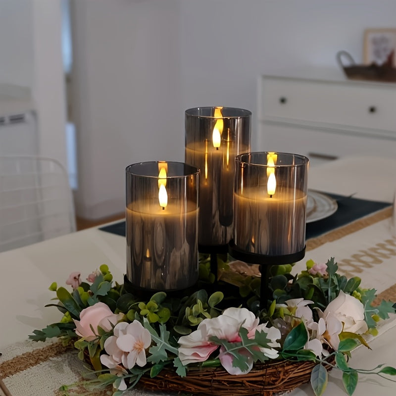 Lunavelle LED Kerzen – Set von 3 mit Realistischem Flackerlicht und Timer