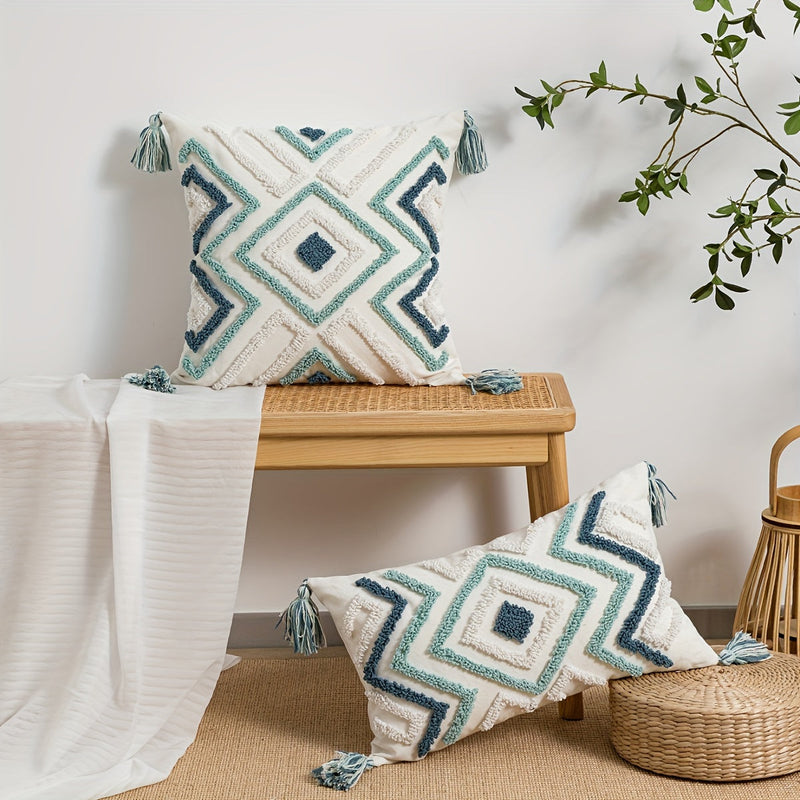 Zavelle Dekokissenbezug – Geometrisches Bohemian-Stickmuster