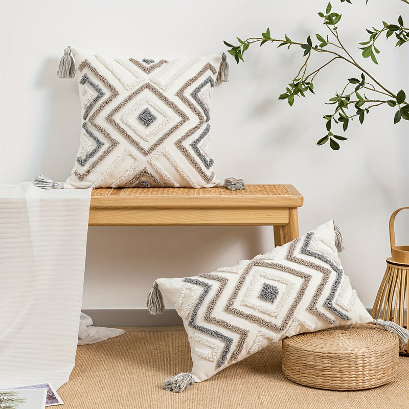 Zavelle Dekokissenbezug – Geometrisches Bohemian-Stickmuster