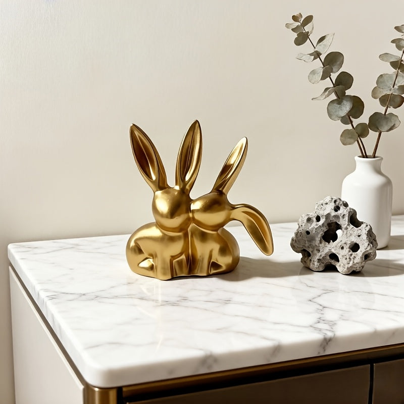 Averelle Kaninchenfigur – Goldfarbige Skulptur