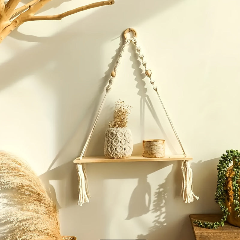 Lunessa Wandregal – Boho Holzregal mit dekorativen Quasten