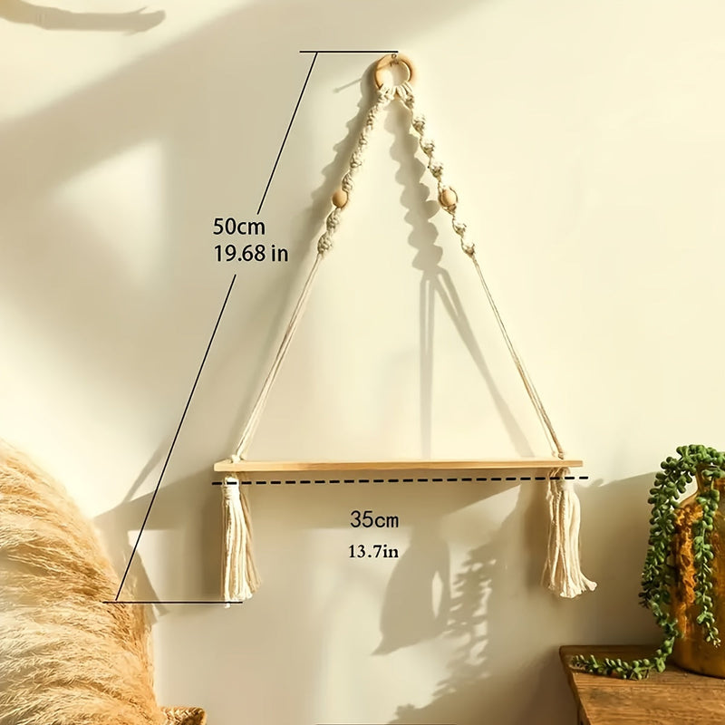 Lunessa Wandregal – Boho Holzregal mit dekorativen Quasten