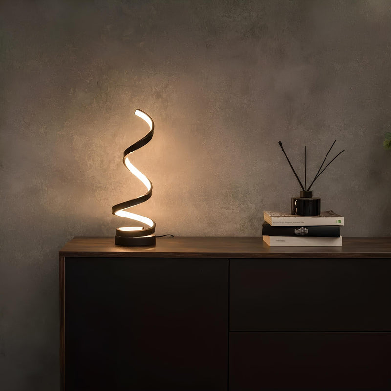 Solviera Tischlampe – Spiralförmiges Design mit Warmem Licht