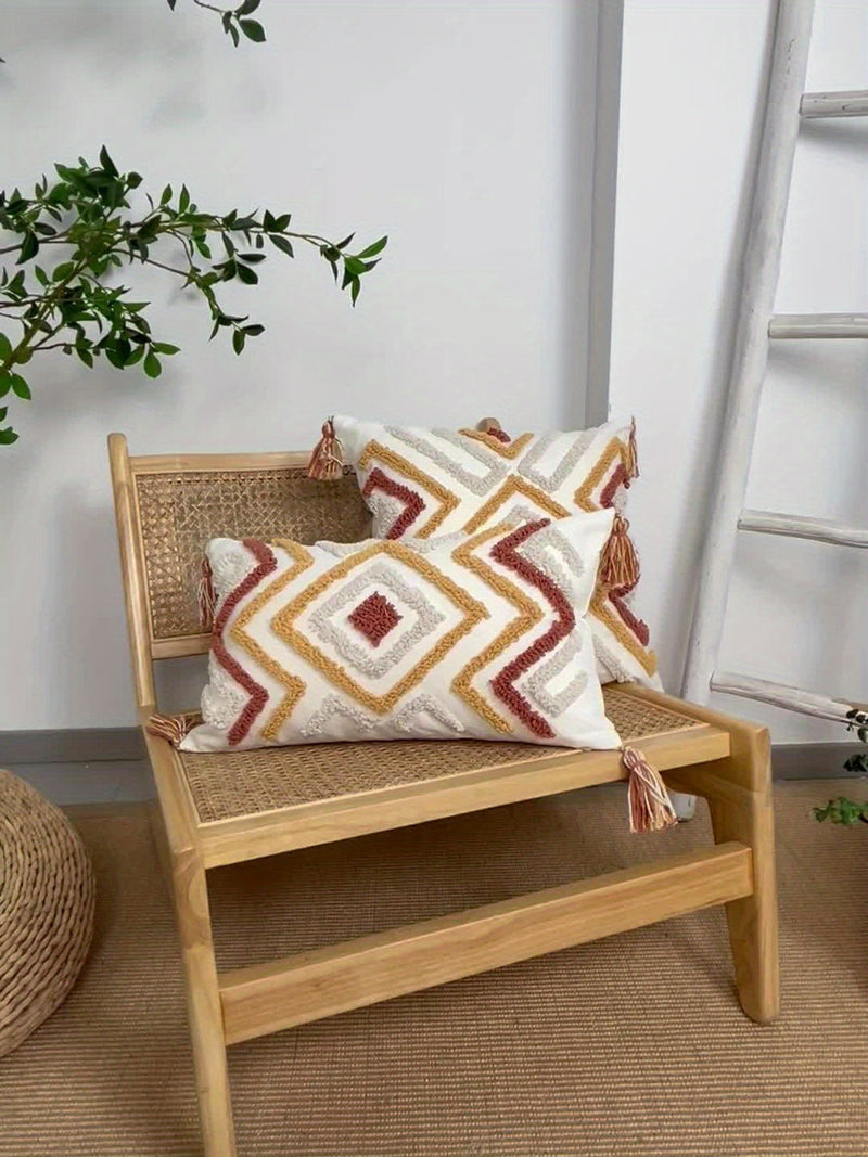 Zavelle Dekokissenbezug – Geometrisches Bohemian-Stickmuster