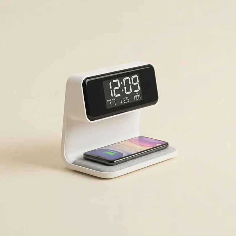 Nivaro 3-in-1 Smart Wecker – Drahtloses Ladegerät mit LED Nachtlicht
