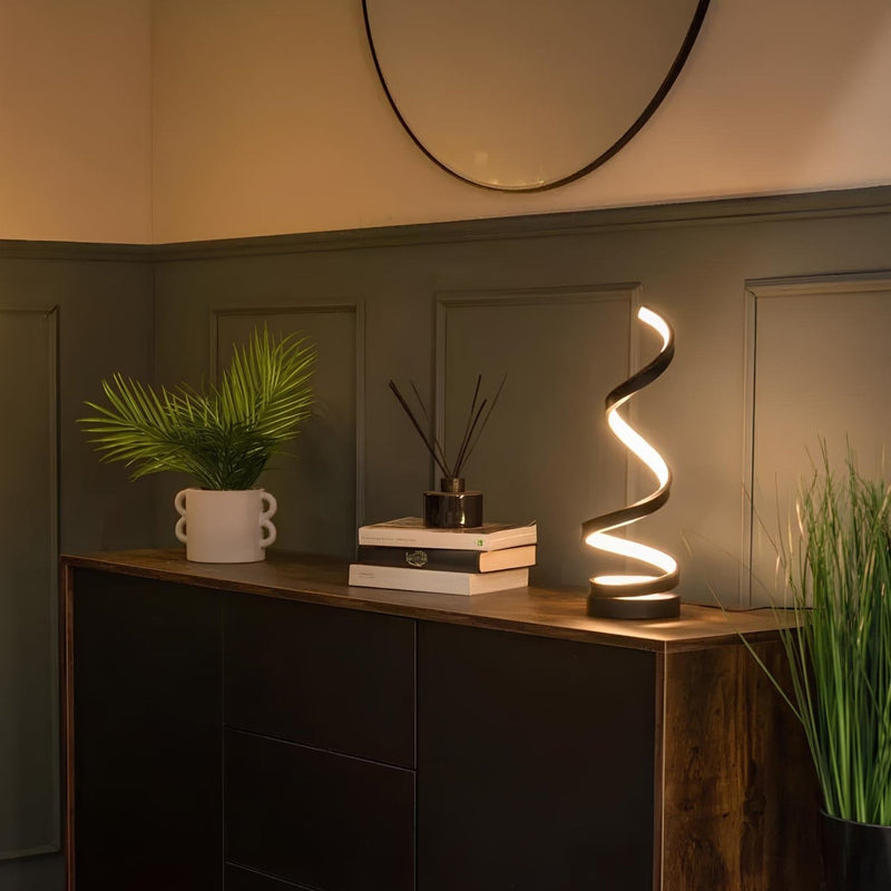 Solviera Tischlampe – Spiralförmiges Design mit Warmem Licht